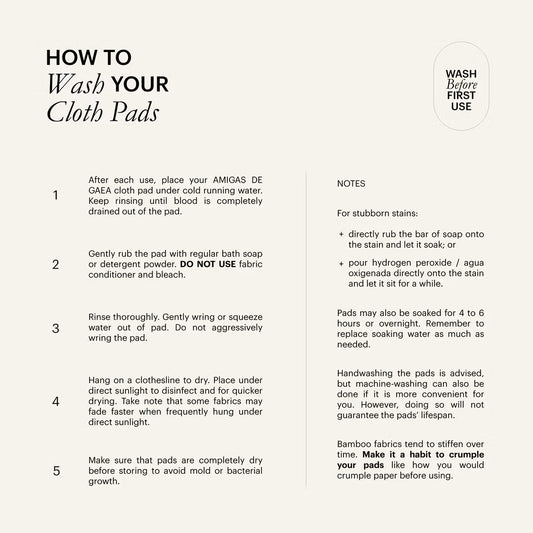 Regular Cloth Pads/set of 6/washable sanitary napkin/eco-friendly period pads